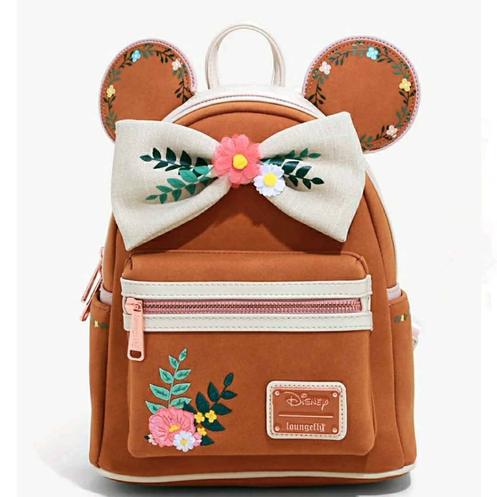 Disney Loungefly Minnie Fall Floral Mini Backpack Ears